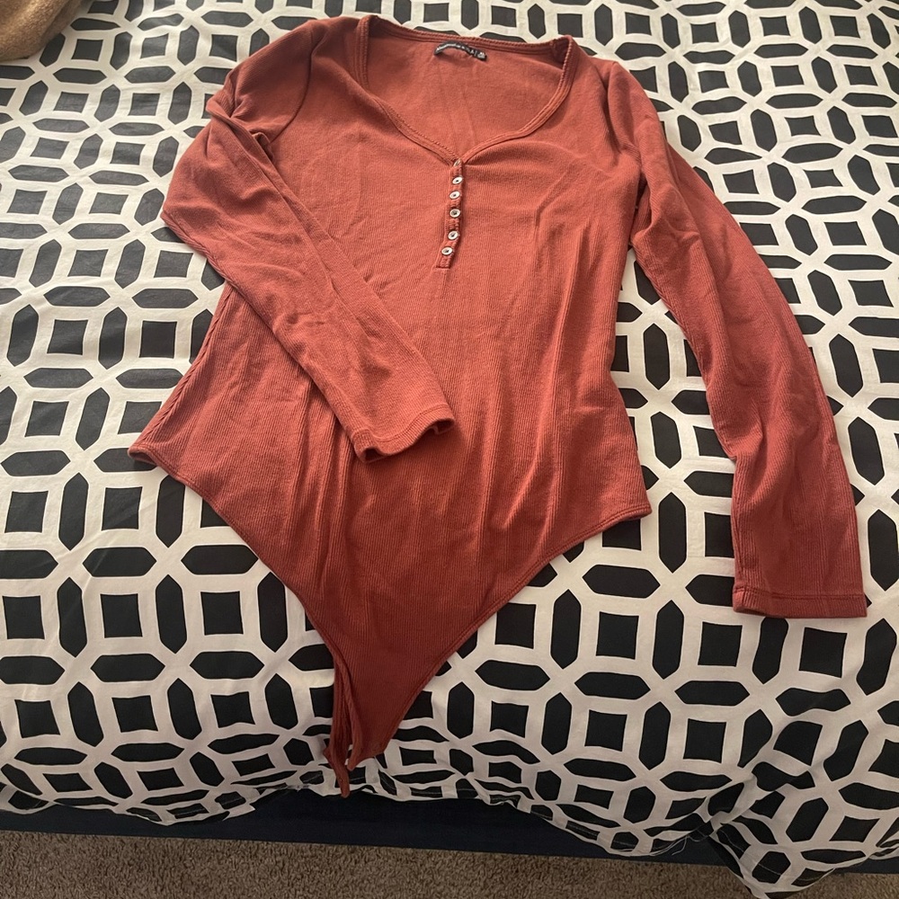 Abercrombie Burnt Orange Henley Bodysuit - Size XL